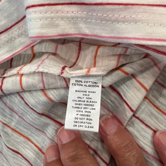 NWT LOFT White W/Pink, Orange & Red Stripes Long Sleeve Cotton Tee - SIZE SMALL - Picture 8 of 8